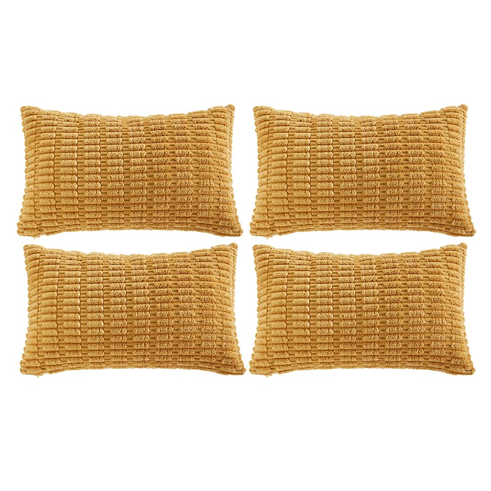Fancy Homi 4 Packs Mustard Yellow Decorative Throw Pillow Covers 12X24 Inch For Living Room Couch Bed Sofa, Rustic Farmhouse Boh