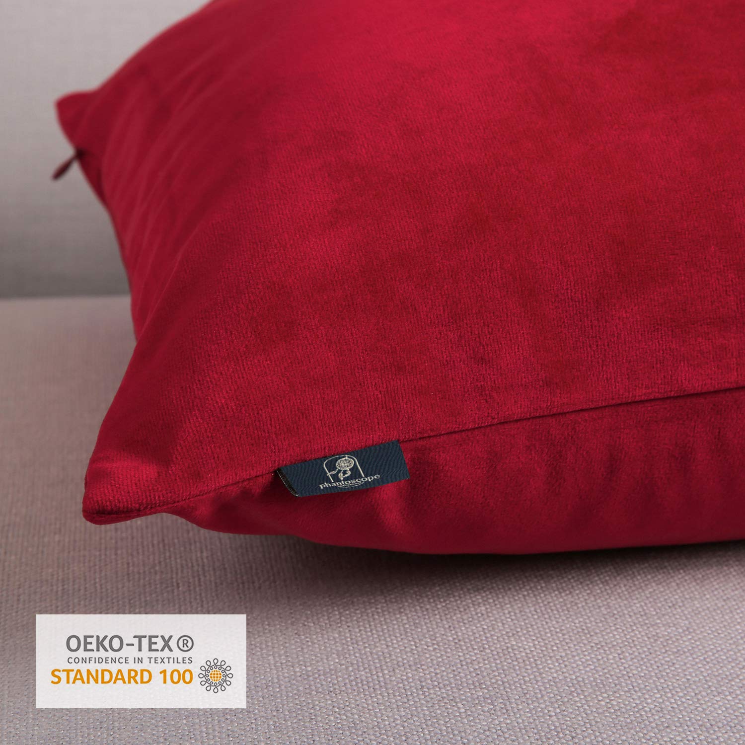 Phantoscope Pack Of 2 Velvet Decorative Throw Decorative Pillow Cover Soft Solid Square Cushion Case For Couch Wine Red 12 X 20