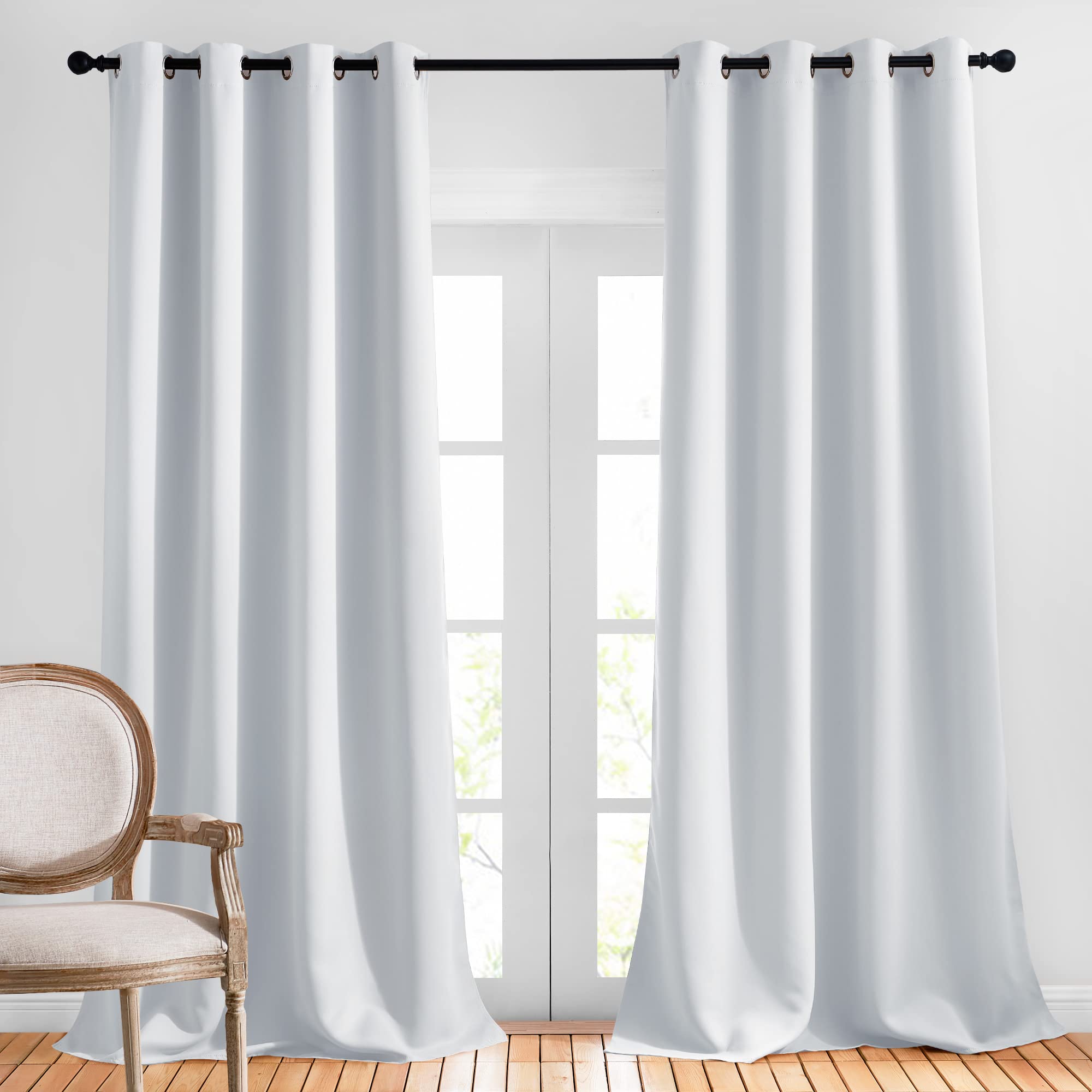 Nicetown Blackout Living Room Curtains Greyish White - Home Fashion Ring Top Thermal Insulated Room Darkening Curtains For Bedro