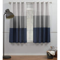 Exclusive Home Chateau Striped Faux Silk Grommet Top Curtain Panel Pair, 54''x63'', Navy/Grey