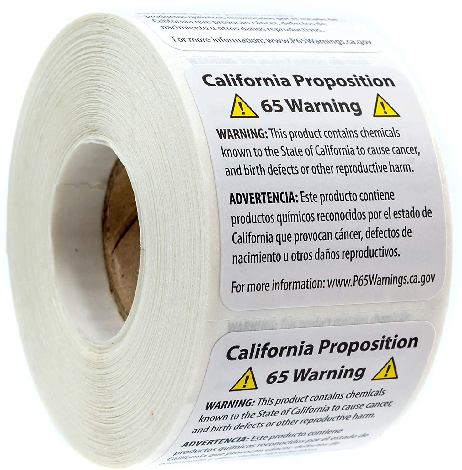 Prop 65 California Warning Labels / 500 Short Form Warning Labels / 1.5' X 1.5' Square Adhesive Stickers