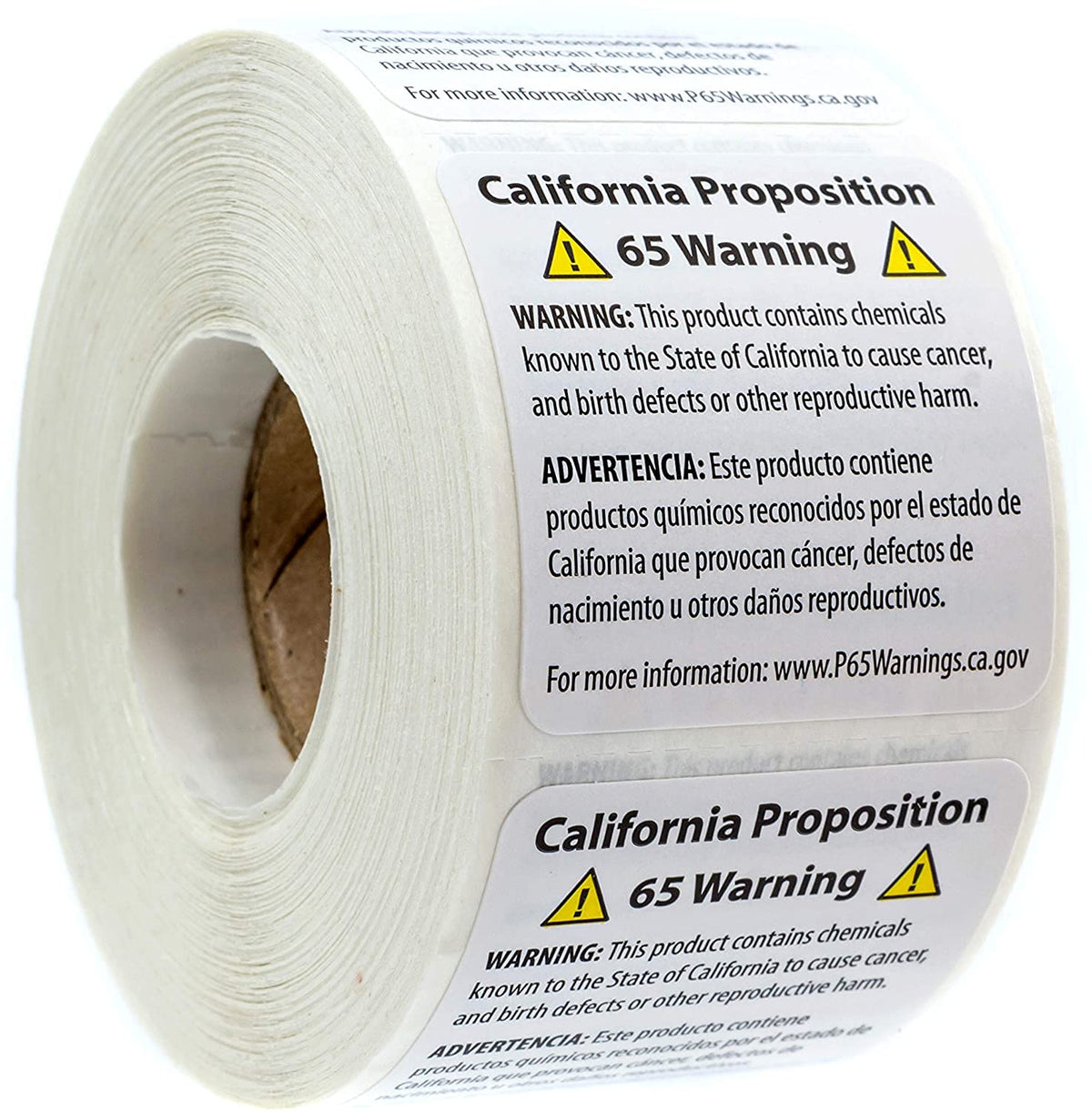 Prop 65 California Warning Labels / 500 Short Form Warning Labels / 1.5' X 1.5' Square Adhesive Stickers