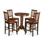East West Furniture EDVN5-MAH-W 5 Piece Kitchen Counter Height Dining Table Set Includes a Round Pub Table with Pedestal and 4 Dining Room Chairs, 30x30 Inch, Mahogany
