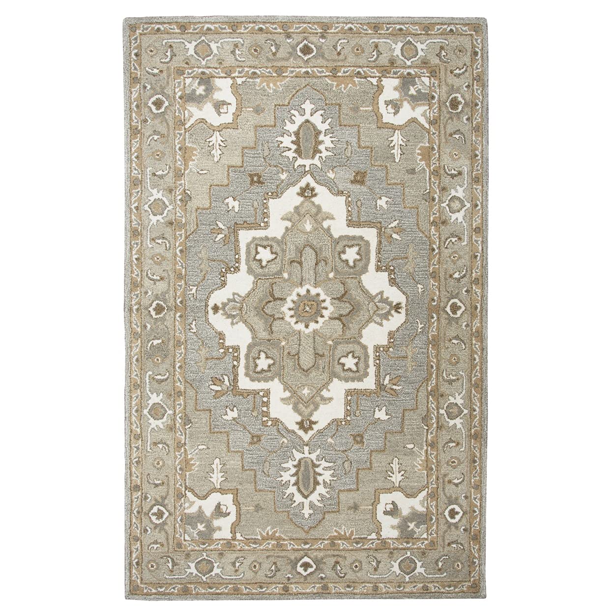 Rizzy Home Alora Decor Makalu 9' X 12' Oriental Medallion Gray/Natural Hand-Tufted Area Rug
