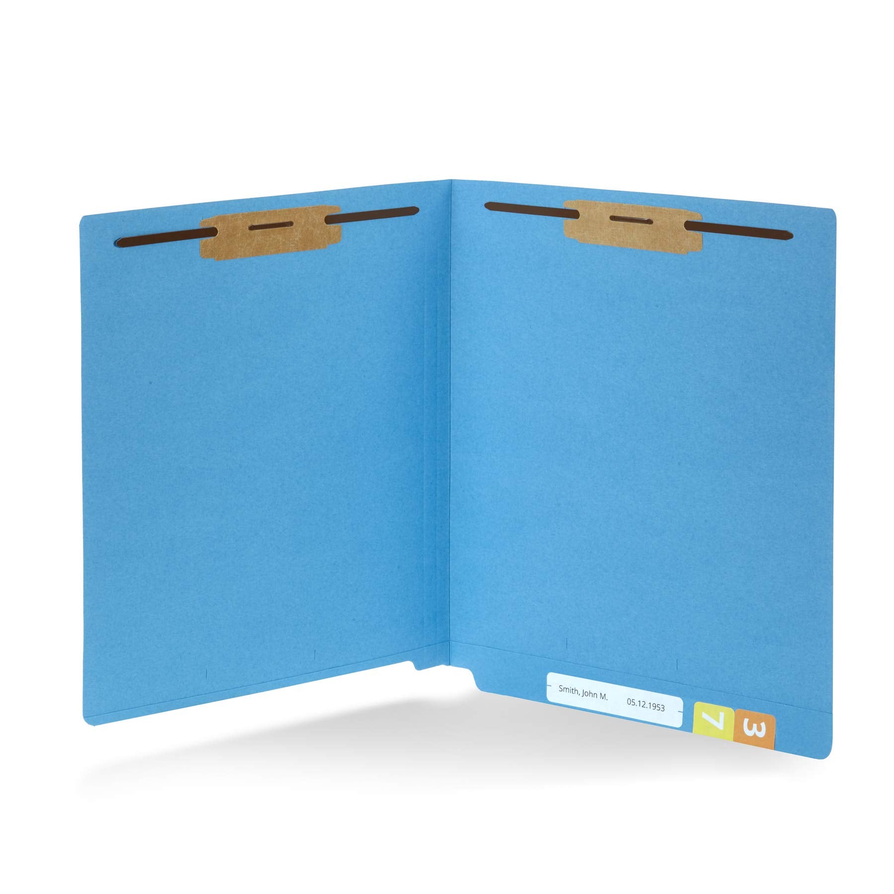 50 Blue End Tab Fastener File Folders - Reinforced Straight Cut Tab - Durable 2 Prongs Designed To Organize Standard Medical Fil