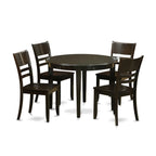 East West Furniture BOLY5-CAP-W 5 Piece Dining Table Set for 4 Includes a Round Kitchen Table and 4 Dining Room Chairs, 42x42 Inch, Cappuccino