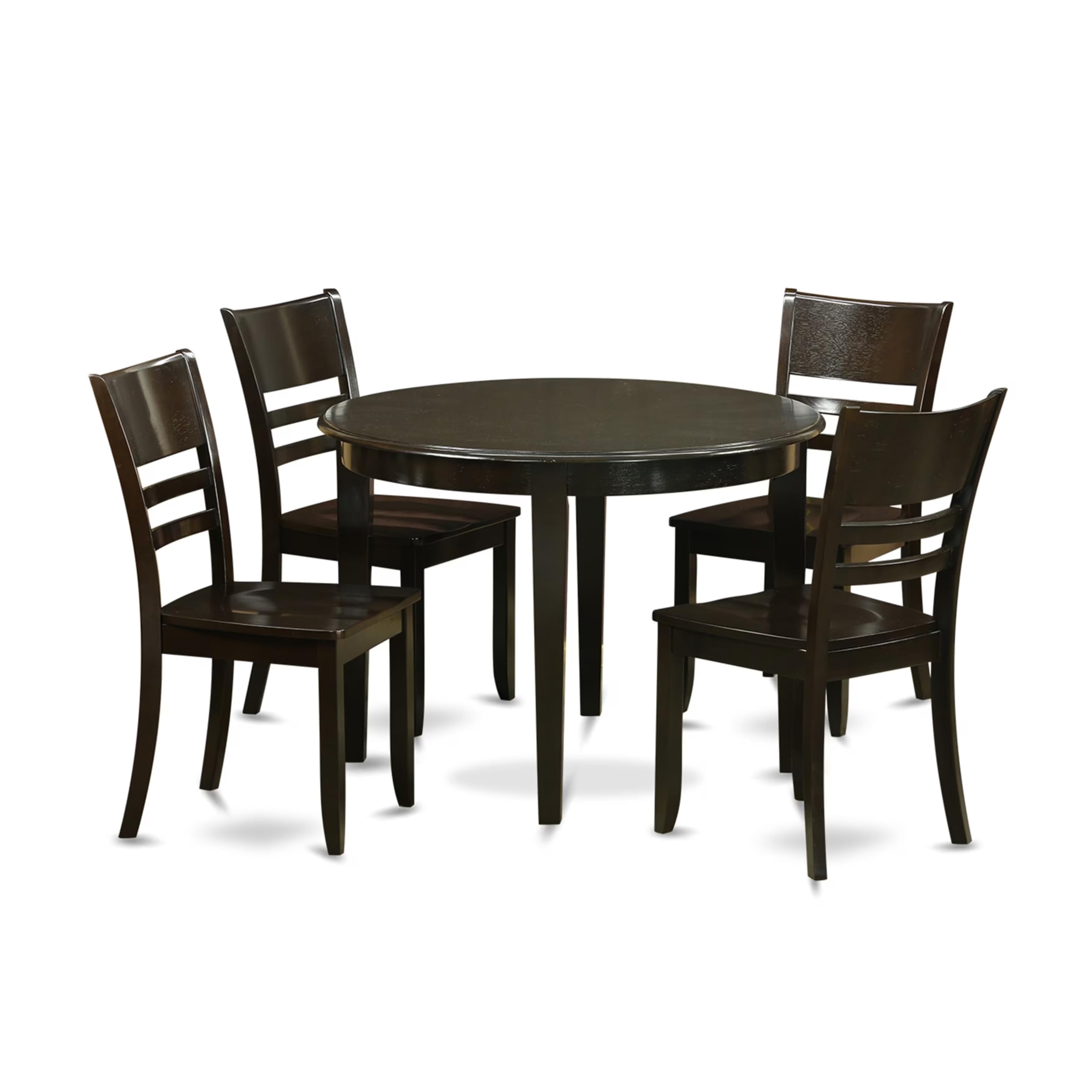 East West Furniture BOLY5-CAP-W 5 Piece Dining Table Set for 4 Includes a Round Kitchen Table and 4 Dining Room Chairs, 42x42 Inch, Cappuccino