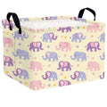 ASKETAM Kid Cute Rectangle Storage Basket Baby Toy Clothes Storage Bin Nursery Playroom Bedroom Decor Basket (Pink&Purple Elepha