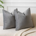Juspurbet Grey Velvet Throw Pillow Covers 24X24 Inch Set Of 2 For Living Room Couch Sofa Bedroom Decorative Square Solid Soft Cu