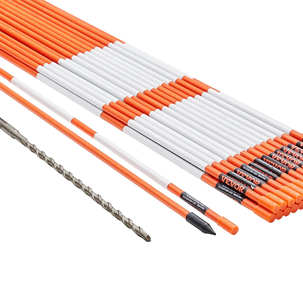 Vevor Driveway Markers, 30 Pcs 48 Inch, 0.31 Inch Diameter, Orange Fiberglass Poles Snow Stakes With Reflective Tape, 12' Steel
