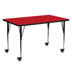 Flash Furniture Wren Mobile 24''W X 60''L Rectangular Oak Hp Laminate Activity Table - Standard Height Adjustable Legs