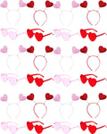 YFXQYFSH 24 Piece Valentine's Day Heart Headbands and Sunglasses Set for Women and Men, Party Photo Props for Wedding, Birthday 