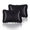 Hommxjf Silky Satin Ruffled Pillow Cases For Hair And Skin,Black Silk Pillowcases Queen Set Of 2 With Envelope Closure Princess