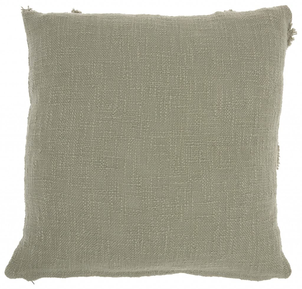 HomeRoots 100% Cotton Boho Chic Sage Textured Lines Throw Pillow