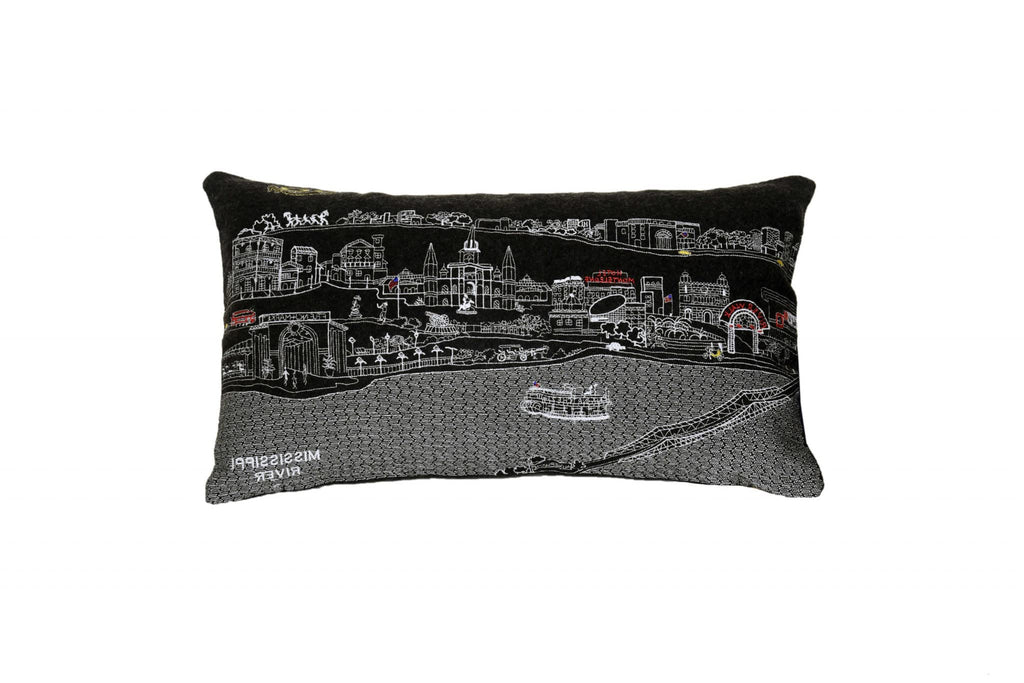 HomeRoots Grey 24' Black New Orleans Nighttime Skyline Lumbar Decorative Pillow