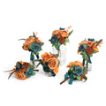 Lings Moment Daek Teal Blue Wedding Flowers Mini Bridesmaid Bouquets Set of 6 Pre-Made Small Floral Wedding Centerpieces (Daek 