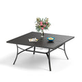 Sophia & William 60' Large Outdoor Patio Table For 8, Outdoor Square Metal Dining Table With 1.9' Adjustable Umbrella Hole, All Weather Wrought Iron Furniture Black Table For Garden Deck