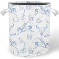 Cilrii Blue and White Western Laundry Basket, Country Rodeo Cowboy Bull Skull Laundry Basket Hamper Waterproof Collapsible Cloth