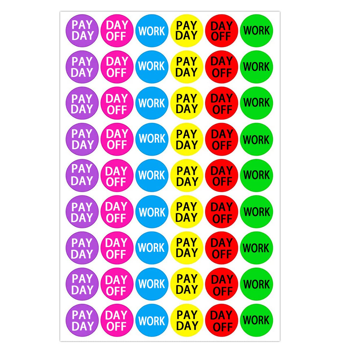 Youok Work Pay Day Day Off Dots Planner Calendar Stickers, 216 Opaque Reminder Labels Calendar Scrapbooking Crafting Stickers-Co