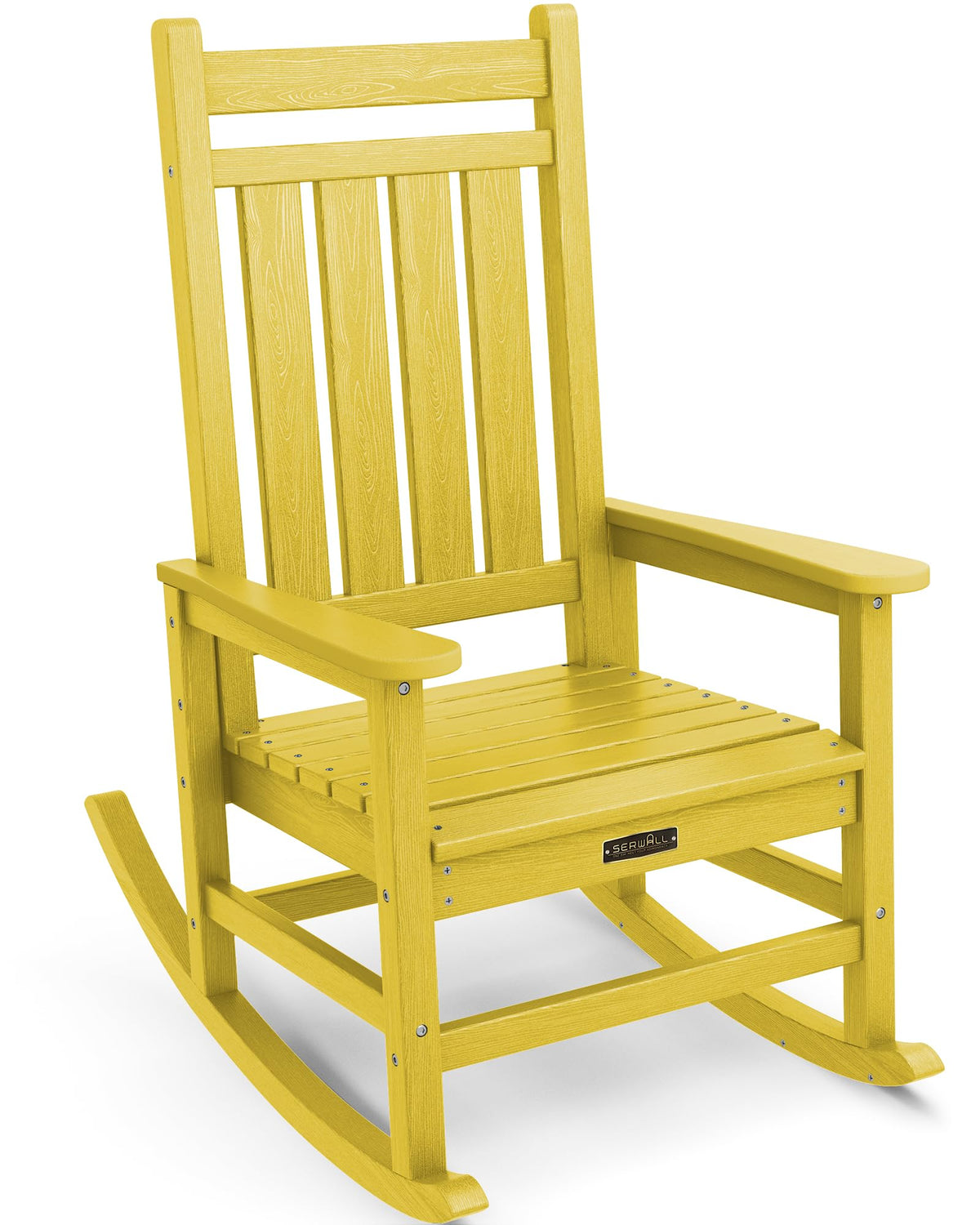 Serwall Hdpe Rocking Chair, Outdoor Rocking Chair For Adults, All Weather Porch Rocker For Lawn Garden, Yellow