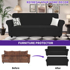 Znsayotx Oversized Super Stretch Couch Cover (91'-110'), New Striped Sofa Covers Comfortable & Durable, Dog Cat Pets Friendly Extra Large Spandex Sofa Slipcovers (Black Grey, Xl Sofa)