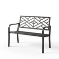 Sophia & William Outdoor Metal Bench Patio Garden Bench, Cast Iron Park Benches for Outside with Minimalist Backrest, Black