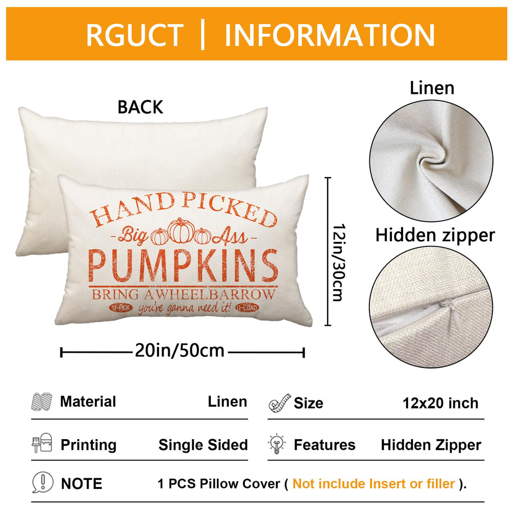 Fall Pillow Covers 12X20 Inch Hand Picked Pumpkin Lumbar Throw Pillow For Fall Farmhouse Decorations Fall Pillows Outdoor Decora