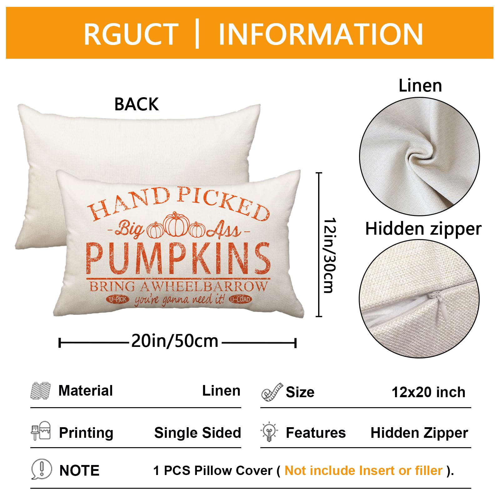 Fall Pillow Covers 12X20 Inch Hand Picked Pumpkin Lumbar Throw Pillow For Fall Farmhouse Decorations Fall Pillows Outdoor Decora