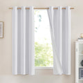 Nicetown 100% Absolutely Blackout Linen Curtains With Thermal Insulated White Liner, White, 42 Inches Wide, 63 Inches Length Energy Saving Curtains For Cupboard 2 Panels Set, Vertical Blinds