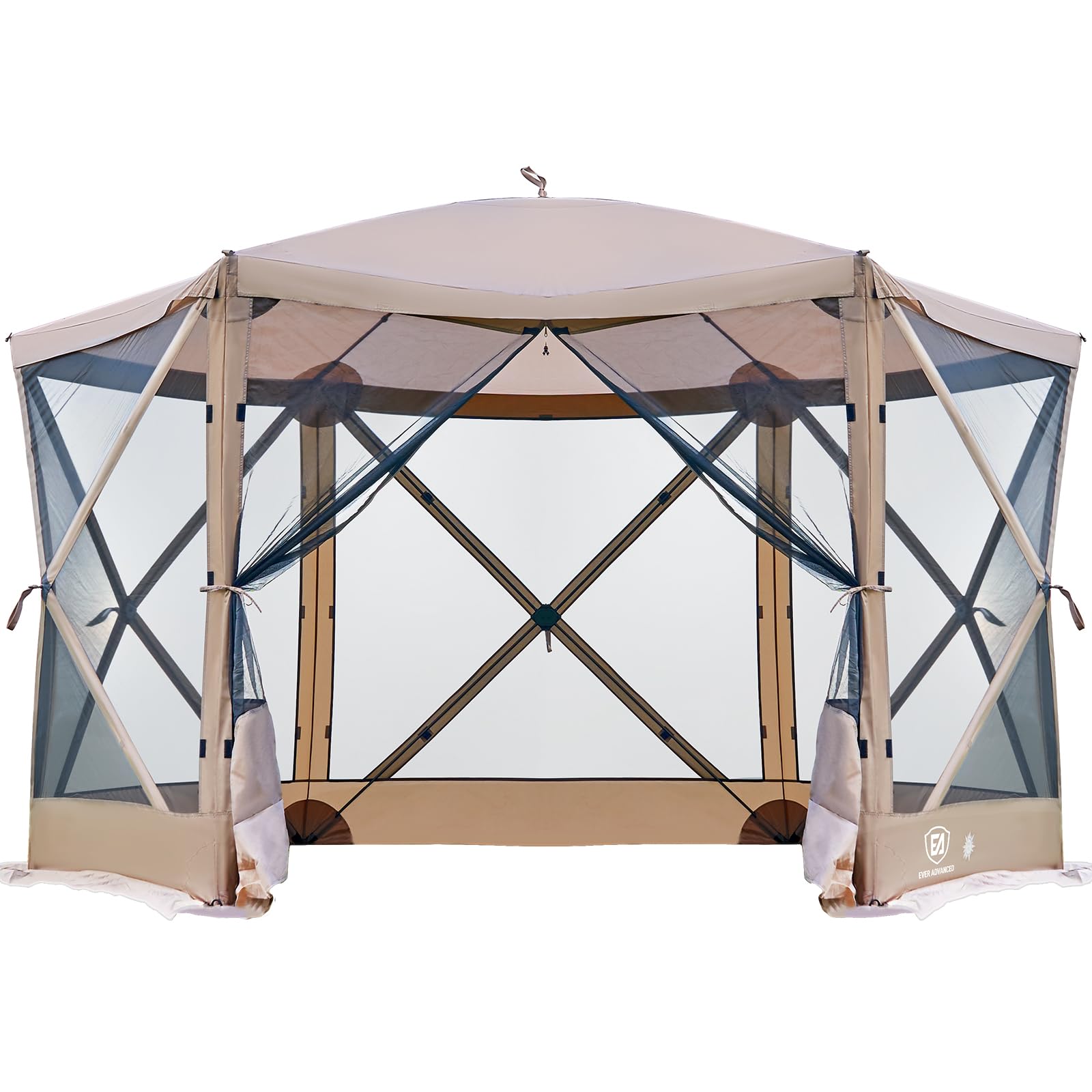 EVER ADVANCED Pop Up Gazebo Screen House Tent for Camping 11.5 ft for 8-10 Person Instant Canopy Shelter with Netting Portable f