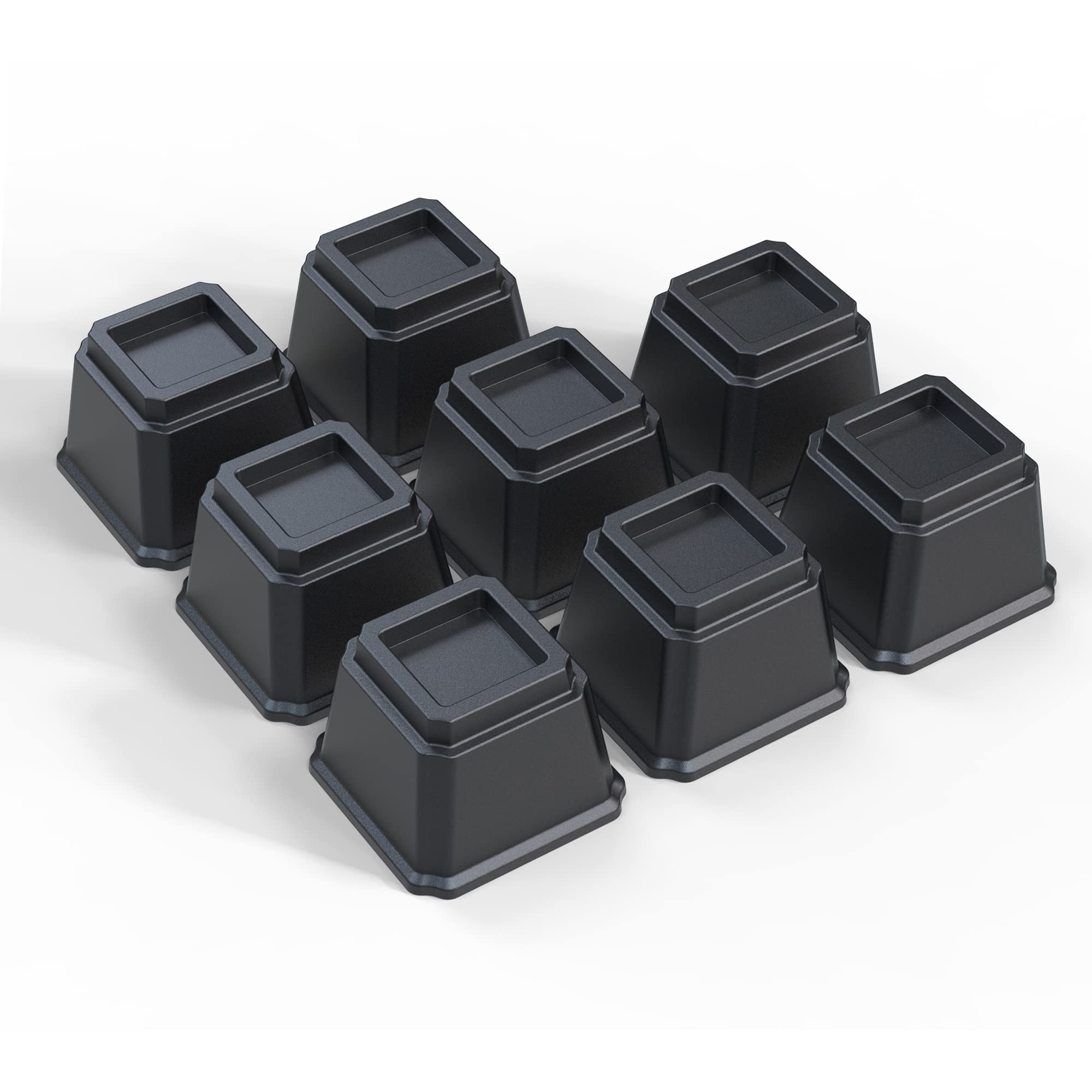 Ahasolid Bed Risers 4 Inch Heavy Duty, Furniture Risers For Bed Frame, Couch, Desk, Chair, Lifts Up To 1,500 Lb, Set Of 8, Black