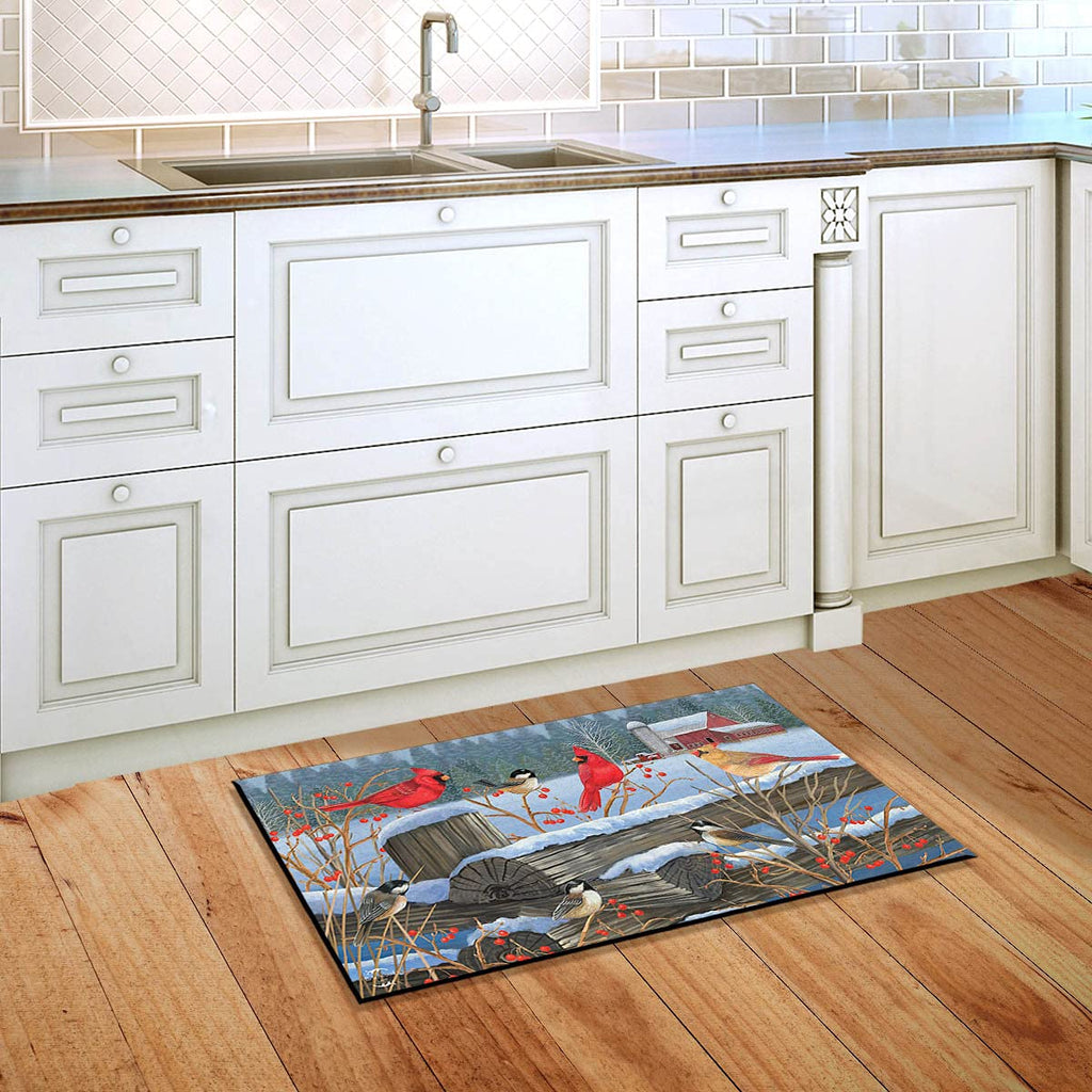 Briarwood Lane Birds Of Winter Cardinals Doormat Snowy Indoor/Outdoor 30' X 18'