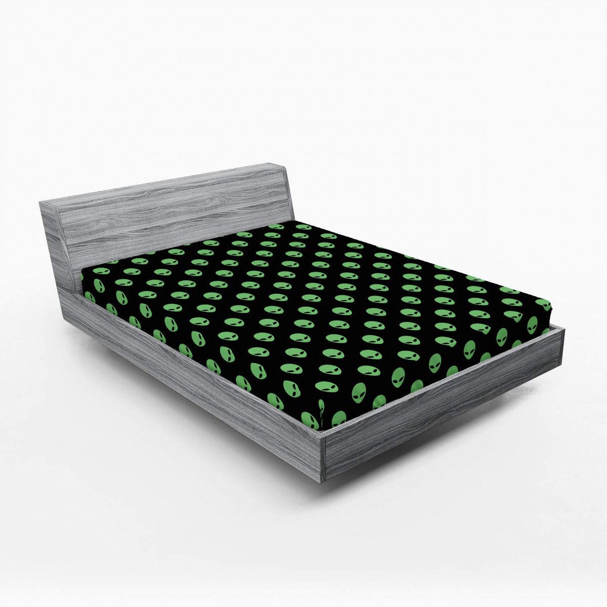 Ambesonne Alien Fitted Sheet, Supernatural Martiansal Beings from Other Planets Head of an Alien, Soft Decorative Fabric Bedding
