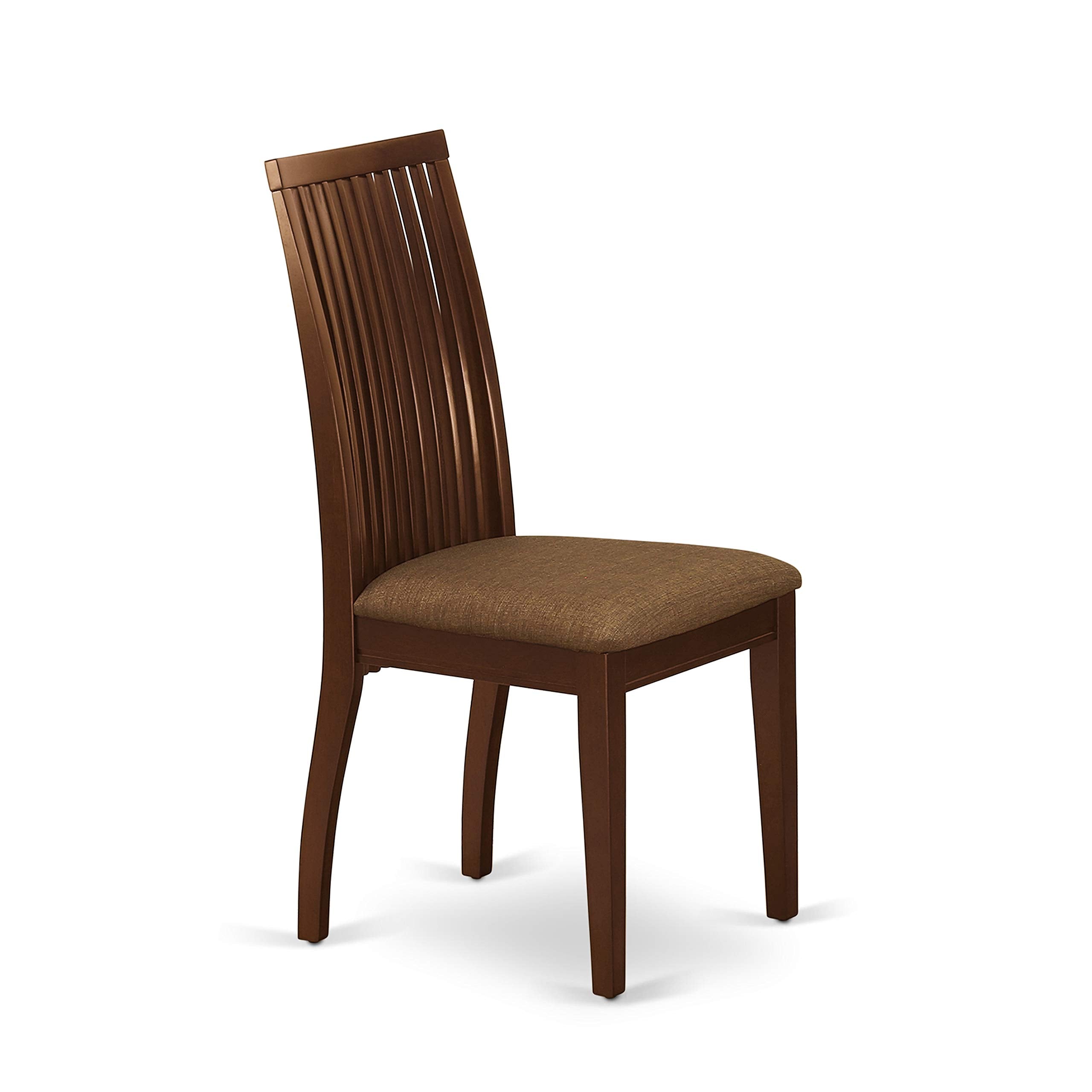 East West Furniture Hlip5-Mah-C 5 Piece Dinette Set For 4 Includes A Round Dining Room Table With Pedestal And 4 Linen Fabric Kitchen Dining Chairs, 42X42 Inch, Mahogany