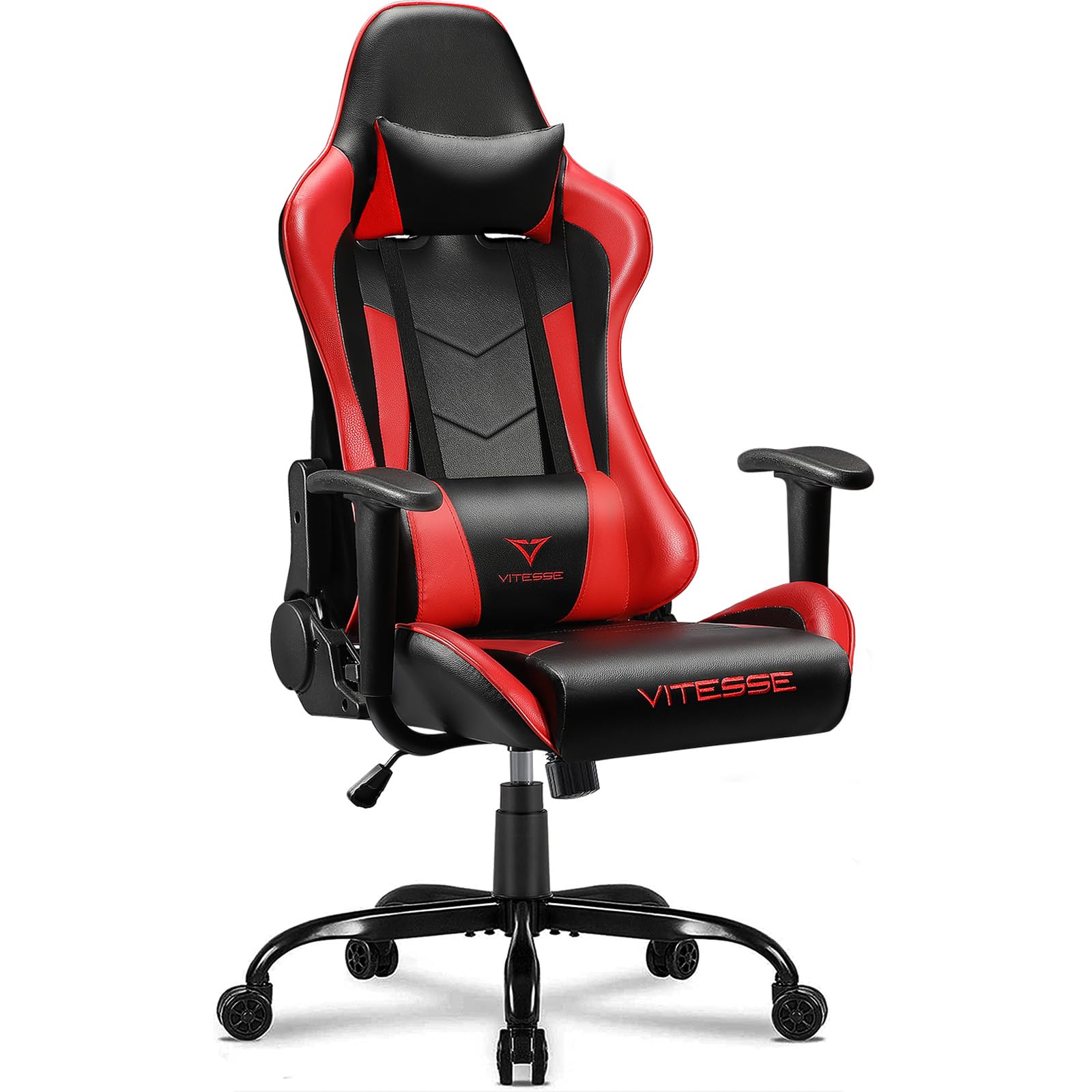 VITESSE Ergonomic Red Gaming Chair for Adults, 330 lbs PC Computer Chair, Racing Office Chair, Silla Gamer Height Adjustable Swi