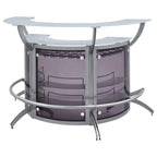Coaster Home Furnishings Dallas 2-Shelf Curved Home Bar Silver and Frosted Glass (Set of 3)