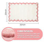Ortigia Cute Scalloped Bathroom Rugs Non Slip Washable, Quick Dry Absorbent Plush Microfiber Bath Mats, Fun White And Pink Bathm