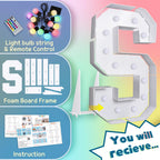 Imprsv 4Ft Colorful Marquee Light Up Letters S, 18 Colors Light Up Letters Alphabet Sign With Remote, One Letters First Birthday