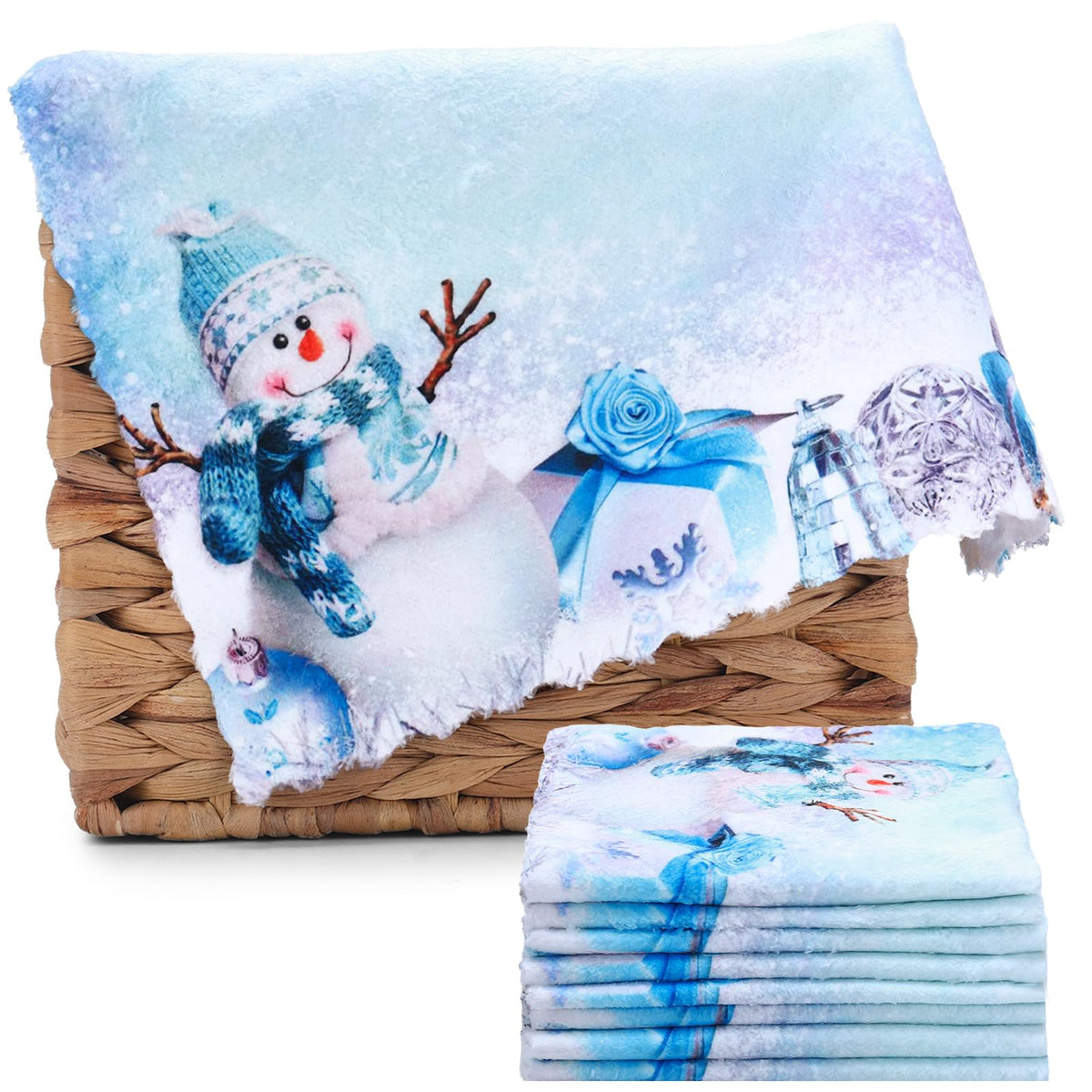 8 Pcs Winter Kitchen Dishcloths 10.63x10.63 Christmas Absorbent Square Dish Cloths Xmas Hand Towels Washable Fast Drying Dish 