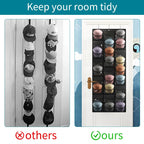 Fixwal Baseball Cap Organizer, 27 Pocket Over The Door Rack, Black Non-Woven, Model Fixwal403111110, with Hooks for Storage and Display