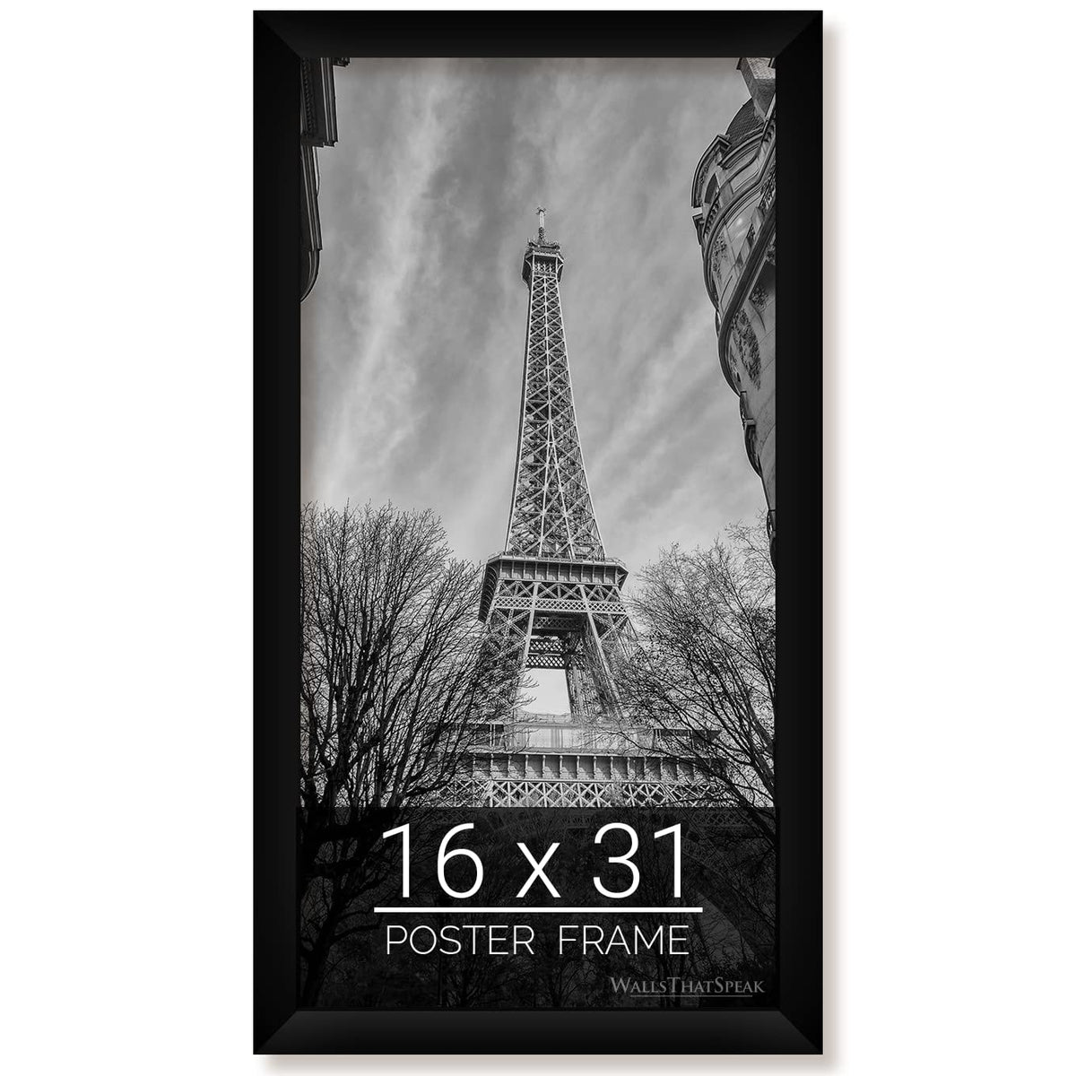 wallsthatspeak 16x31 Black Picture Frame for Puzzles Posters Photos or Artwork