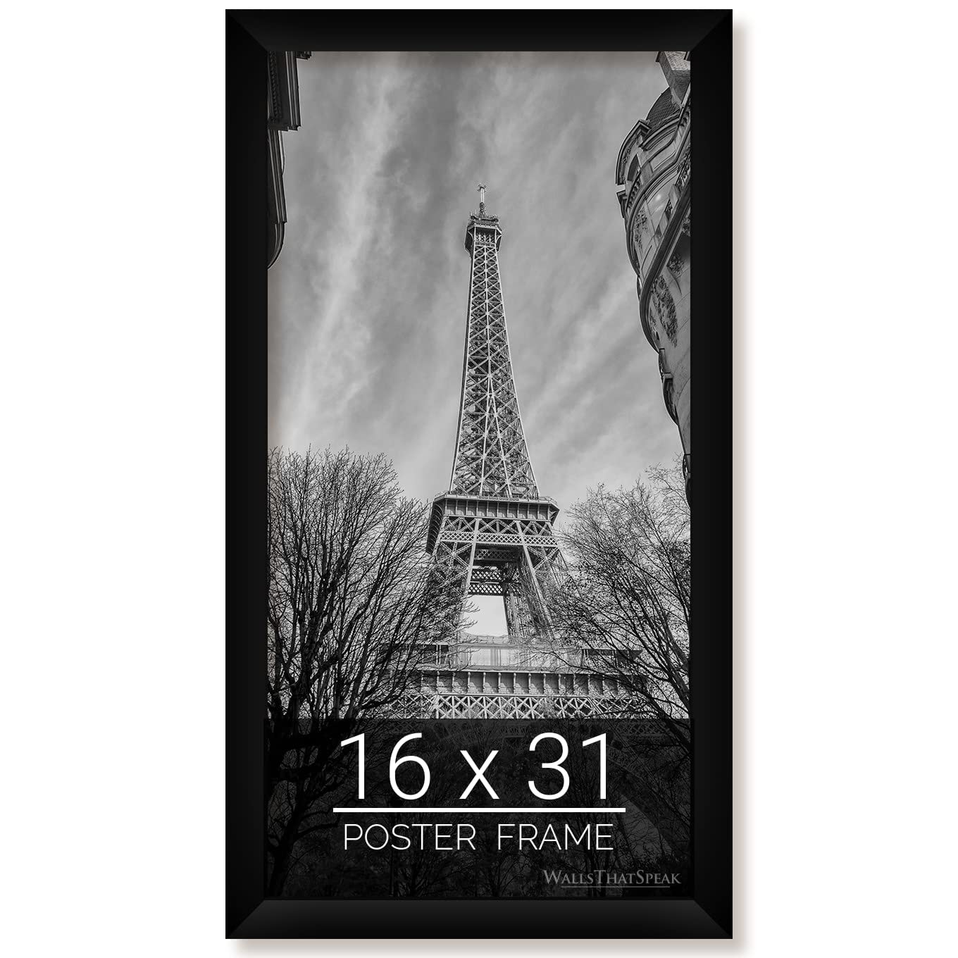 wallsthatspeak 16x31 Black Picture Frame for Puzzles Posters Photos or Artwork