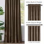 Lazzzy Brown Velvet Curtains Room Darkening Thermal Insulated Curtains 108 Inch Long Window Drapes For Bedroom Living Room Super Soft Luxury Rod Pocket Window Treatment, 2 Panels, Coffee
