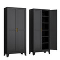 Paofin Kitchen Pantry Storage Cabinet With Doors And Adjustable Shelves, Metal Closetmaid Food Pantry Cabinets, 75'' Tall Freest