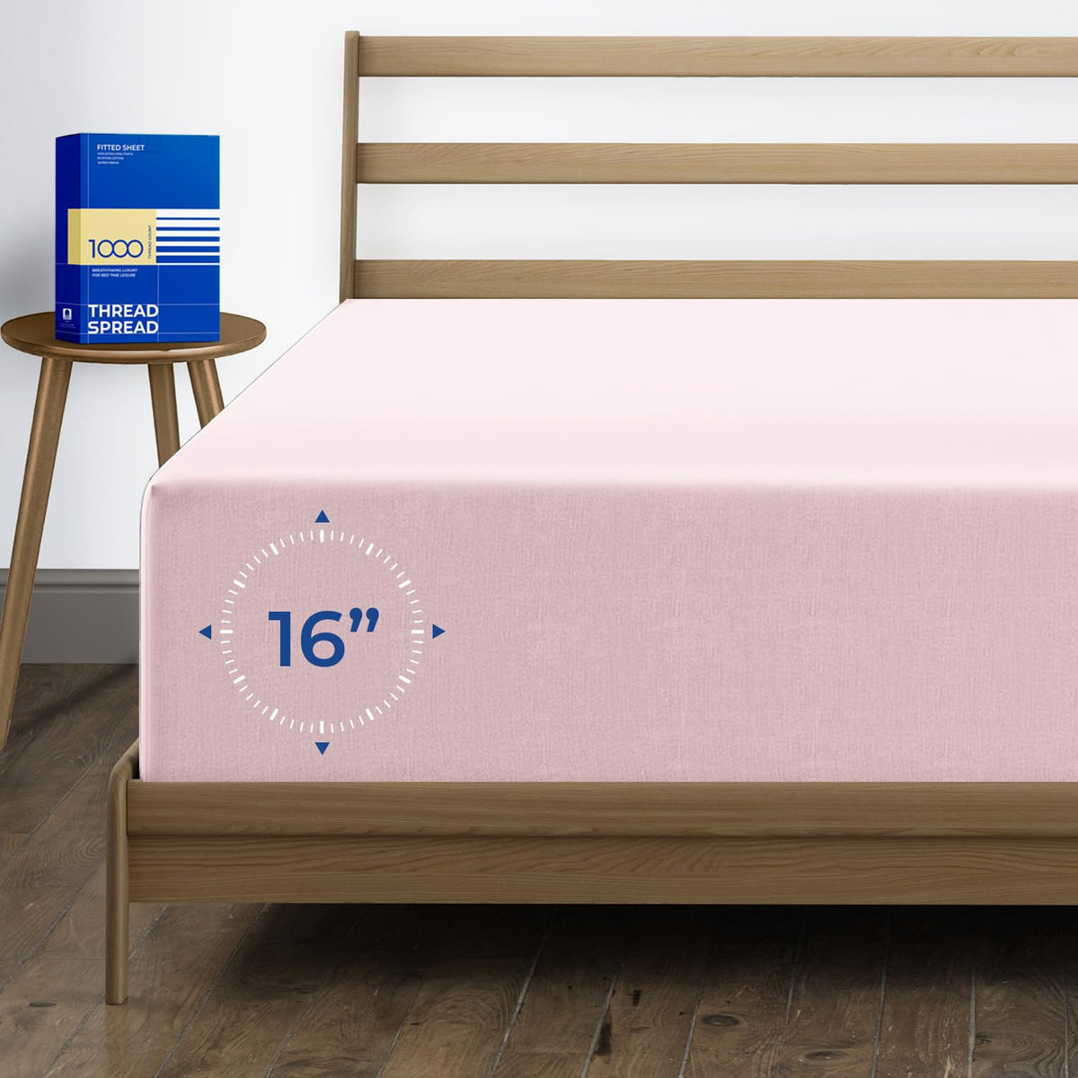 Thread Spread Luxury Egyptian Cotton Queen Fitted Sheet Only - 1000 Thread Count Deep Pocket Queen Fitted Sheet, Cooling, Extra
