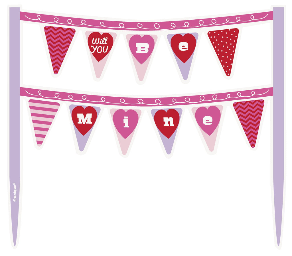 Unique 62630 Valentine'S Day Cake Bunting Topper, 1Ct, Multicolor