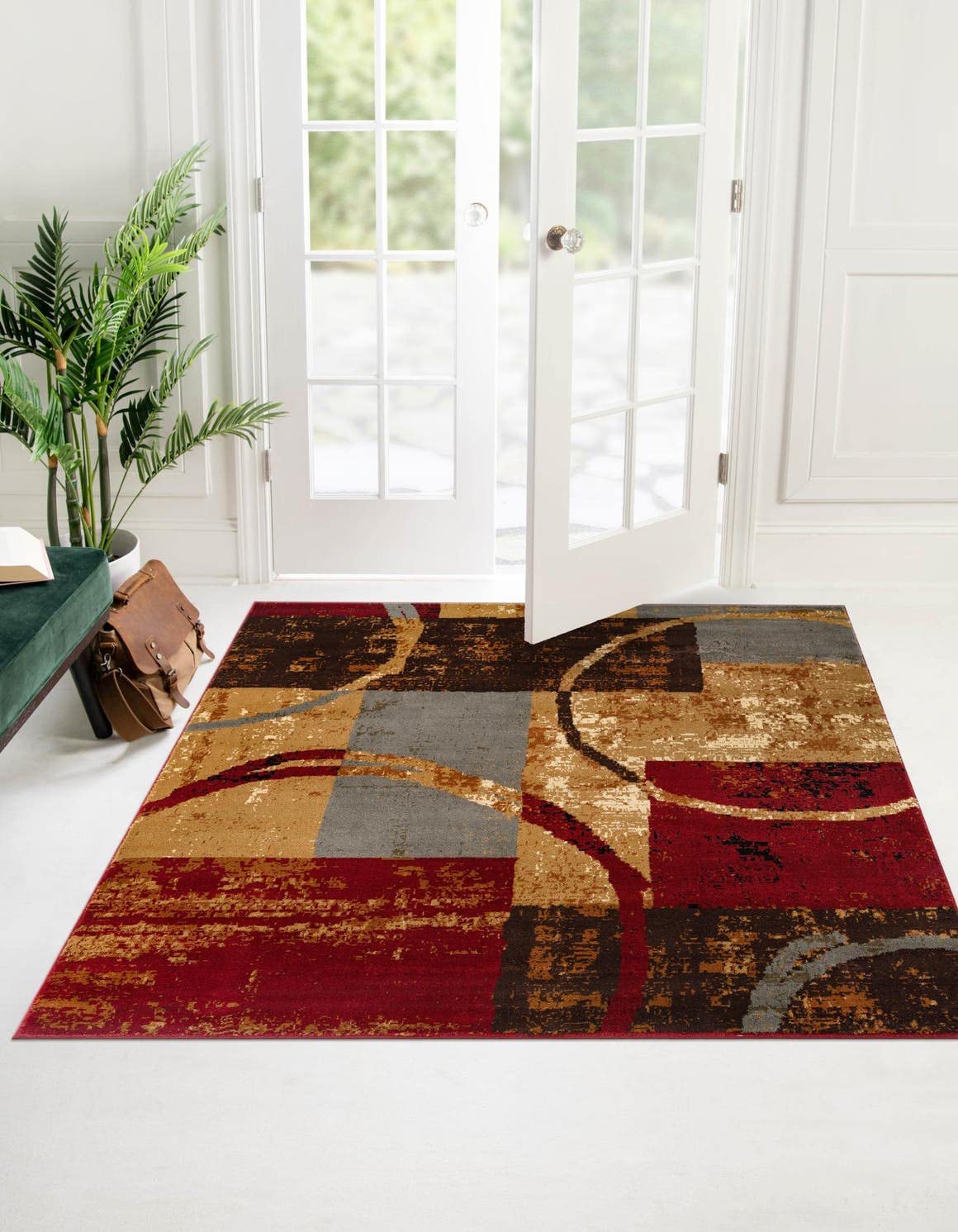 Unique Loom Barista Collection Area Rug - Kouillou (5 4 Square, Multi/Brown)