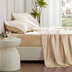 Love'S Cabin Full Size Satin Sheet Sets - 4 Piece Beige Silky Satin Sheet Set Full With Deep Pocket, Luxury Silk Feel Satin Bed Sheets Full Bedding Set (1 Flat Sheet,1 Fitted Sheet,2 Pillow Cases)