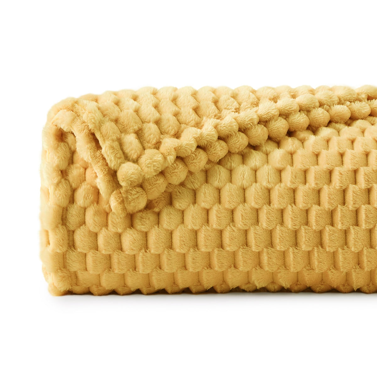 Bedelite Fleece Twin Blanket For Couch & Bed - 3D Jacquard Decorative Yellow Blanket, Super Soft And Cozy Warm Fuzzy Blanket All