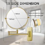 Nicesail Gold Makeup Mirror Wall Mounted, 7X Magnifying Mirror Gold Vanity Mirror For Bathroom Wall Extendable Swivel, Gold Fini